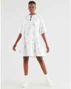 Robe en Coton Isla squiggles blanche