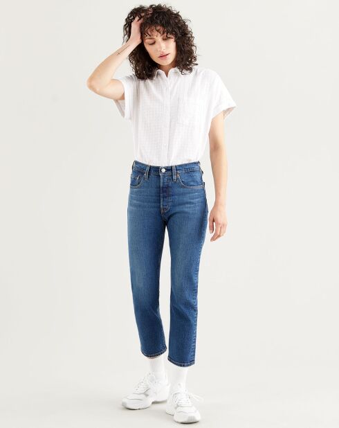 Laney Button Weißes Hemd aus Leinen und Baumwolle