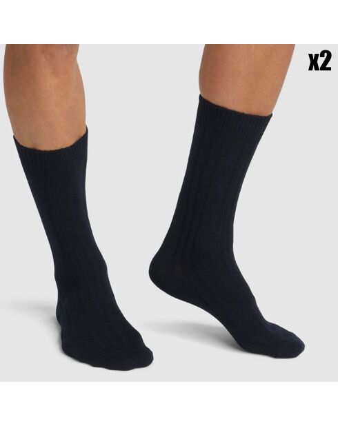 2 paires de Chaussettes Bambou noires