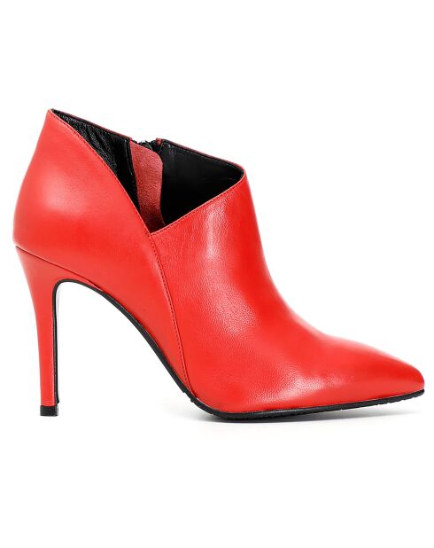 Bottines en Cuir Maeva rouges - Talon 9.5 cm