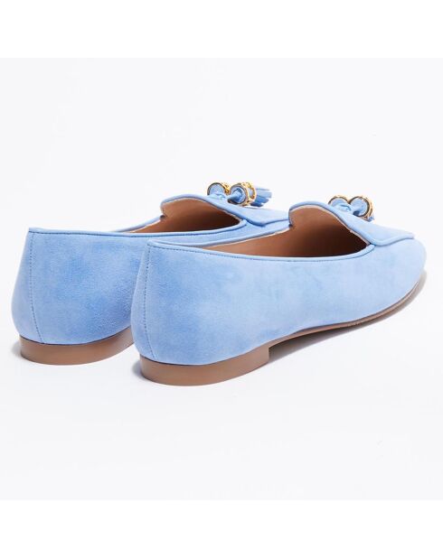 Mocassins en Velours de Cuir Slipknot Signature bleu ciel