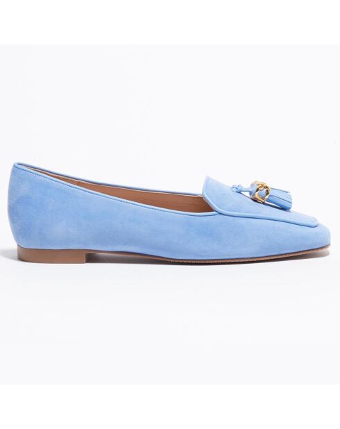 Mocassins en Velours de Cuir Slipknot Signature bleu ciel