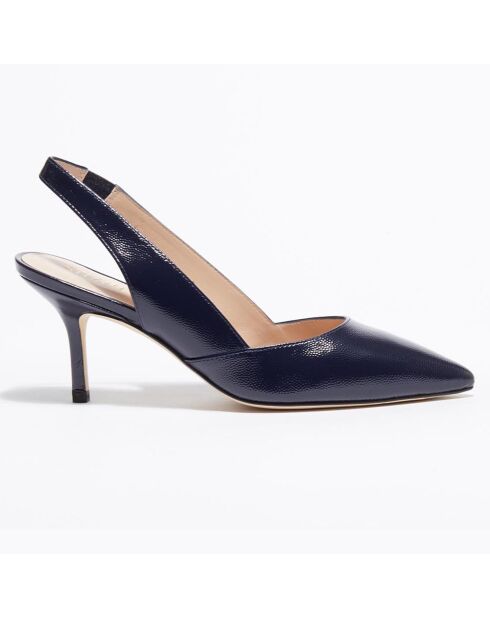 Slingbacks en Cuir Leilana bleu foncé - Talon 7.5 cm