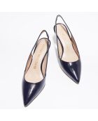 Slingbacks en Cuir Leilana bleu foncé - Talon 7.5 cm