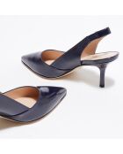 Slingbacks en Cuir Leilana bleu foncé - Talon 7.5 cm