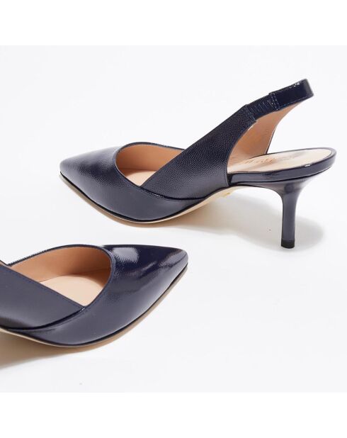 Slingbacks en Cuir Leilana bleu foncé - Talon 7.5 cm