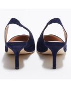 Slingbacks en Velours de Cuir Leilana bleu marine - Talon 7.5 cm