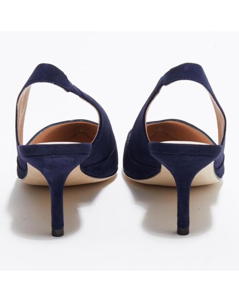 Slingbacks en Velours de Cuir Leilana bleu marine - Talon 7.5 cm