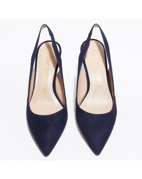 Slingbacks en Velours de Cuir Leilana bleu marine - Talon 7.5 cm