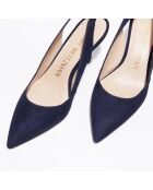 Slingbacks en Velours de Cuir Leilana bleu marine - Talon 7.5 cm