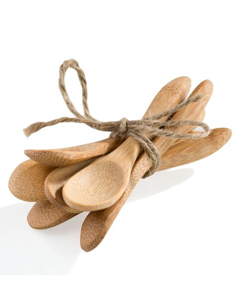 6 Cuillères en bambou beiges