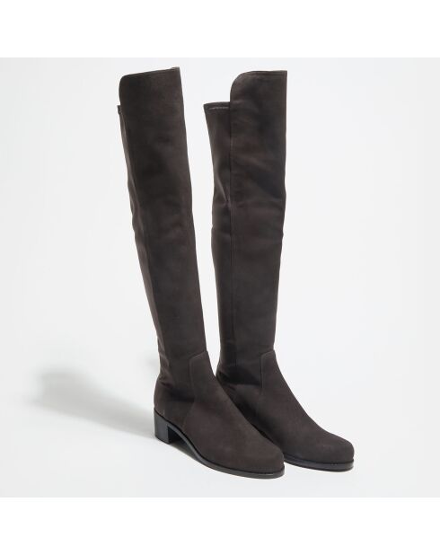 Bottes en Velours de Cuir & Textile Reserve chocolat