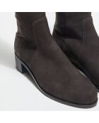 Bottes en Velours de Cuir & Textile Reserve chocolat