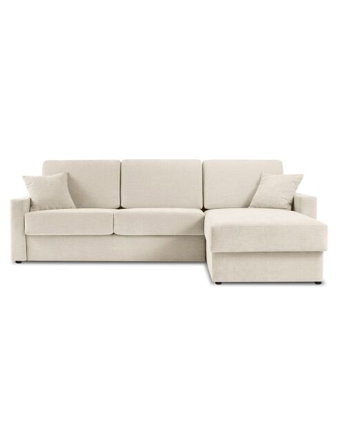 Canapé d'angle droit convertible avec coffre de rangement portia 4 places beige - 278x186x92 cm
