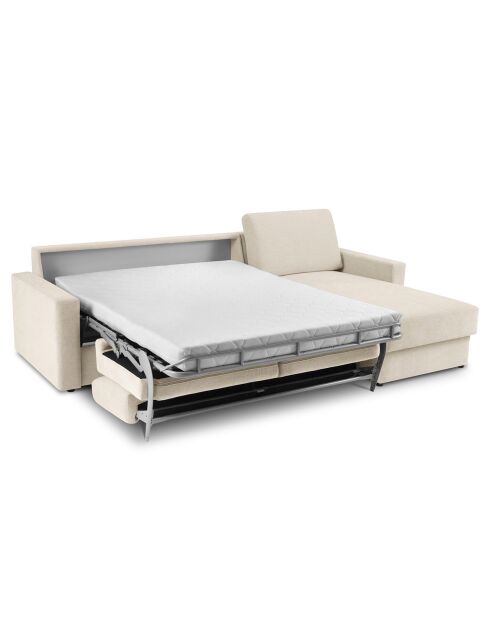 Canapé d'angle droit convertible avec coffre de rangement portia 4 places beige - 278x186x92 cm