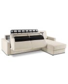 Canapé d'angle droit convertible avec coffre de rangement portia 4 places beige - 278x186x92 cm