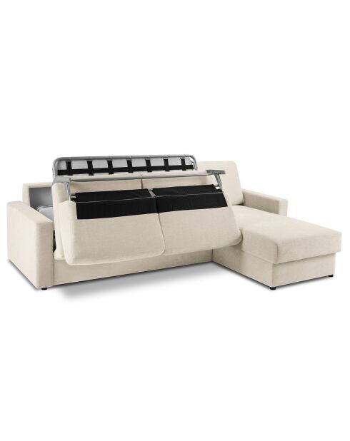 Canapé d'angle droit convertible avec coffre de rangement portia 4 places beige - 278x186x92 cm