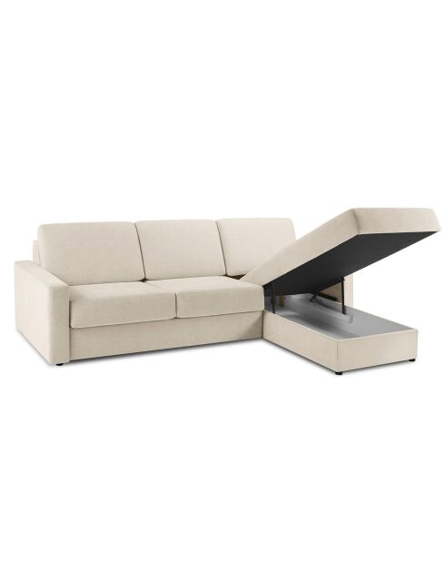 Canapé d'angle droit convertible avec coffre de rangement portia 4 places beige - 278x186x92 cm