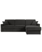 Canapé d'angle droit convertible avec coffre de rangement portia 4 places noir - 298x186x92 cm