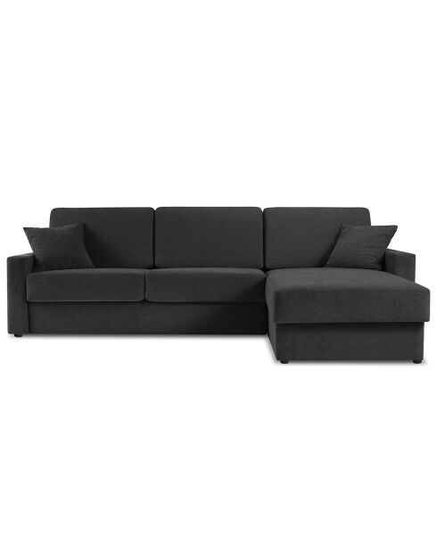 Canapé d'angle droit convertible avec coffre de rangement portia 4 places noir - 298x186x92 cm