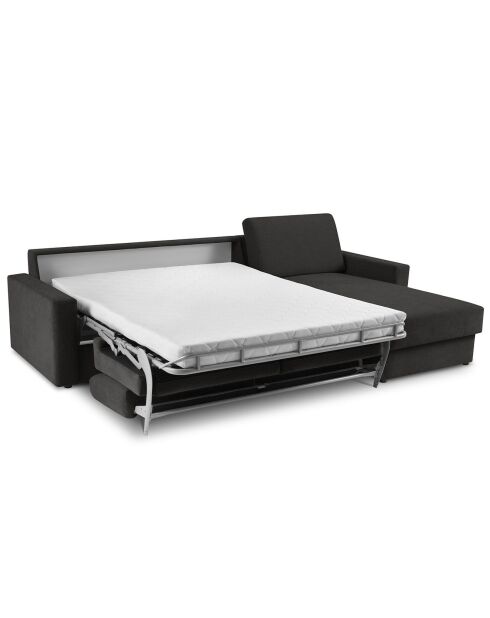 Canapé d'angle droit convertible avec coffre de rangement portia 4 places noir - 298x186x92 cm