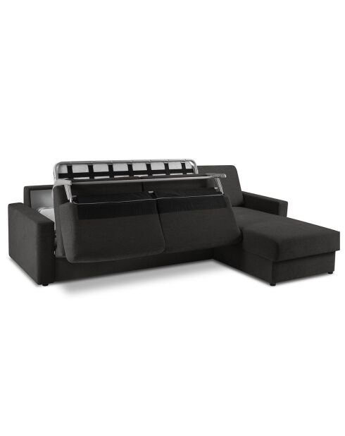 Canapé d'angle droit convertible avec coffre de rangement portia 4 places noir - 298x186x92 cm