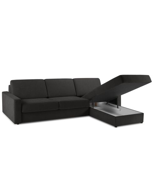 Canapé d'angle droit convertible avec coffre de rangement portia 4 places noir - 298x186x92 cm
