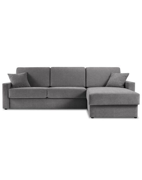 Canapé d'angle droit convertible avec coffre de rangement portia 4 places gris - 298x186x92 cm