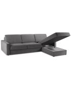 Canapé d'angle droit convertible avec coffre de rangement portia 4 places gris - 298x186x92 cm