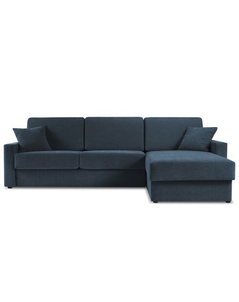 Canapé d'angle droit convertible avec coffre de rangement portia 4 places bleu foncé - 298x186x92 cm