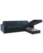 Canapé d'angle droit convertible avec coffre de rangement portia 4 places bleu foncé - 298x186x92 cm