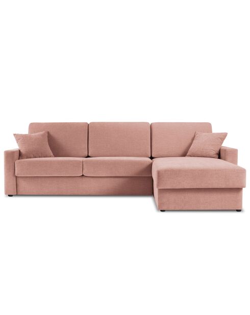 Canapé d'angle droit convertible avec coffre de rangement portia 4 places rose - 298x186x92 cm