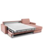 Canapé d'angle droit convertible avec coffre de rangement portia 4 places rose - 298x186x92 cm