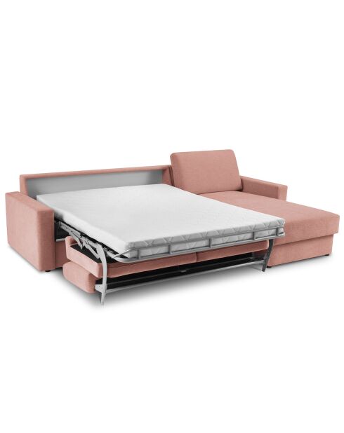 Canapé d'angle droit convertible avec coffre de rangement portia 4 places rose - 298x186x92 cm