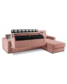 Canapé d'angle droit convertible avec coffre de rangement portia 4 places rose - 298x186x92 cm