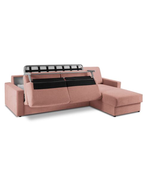 Canapé d'angle droit convertible avec coffre de rangement portia 4 places rose - 298x186x92 cm