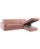 Canapé d'angle droit convertible avec coffre de rangement portia 4 places rose - 298x186x92 cm