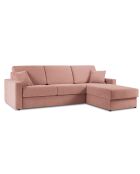 Canapé d'angle droit convertible avec coffre de rangement portia 4 places rose - 298x186x92 cm