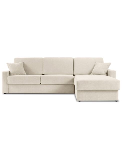 Canapé d'angle droit convertible avec coffre de rangement portia 4 places beige - 298x186x92 cm