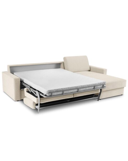 Canapé d'angle droit convertible avec coffre de rangement portia 4 places beige - 298x186x92 cm