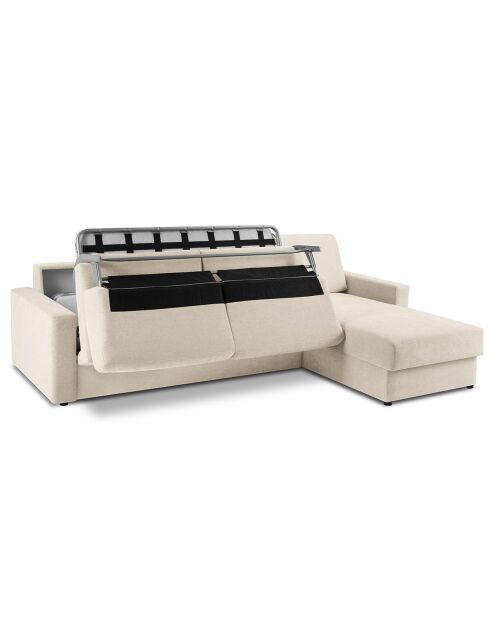 Canapé d'angle droit convertible avec coffre de rangement portia 4 places beige - 298x186x92 cm