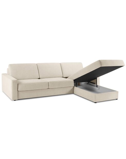 Canapé d'angle droit convertible avec coffre de rangement portia 4 places beige - 298x186x92 cm