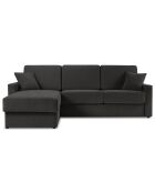 Canapé d'angle gauche convertible avec coffre de rangement Portia 4 places noir - 258x186x92 cm