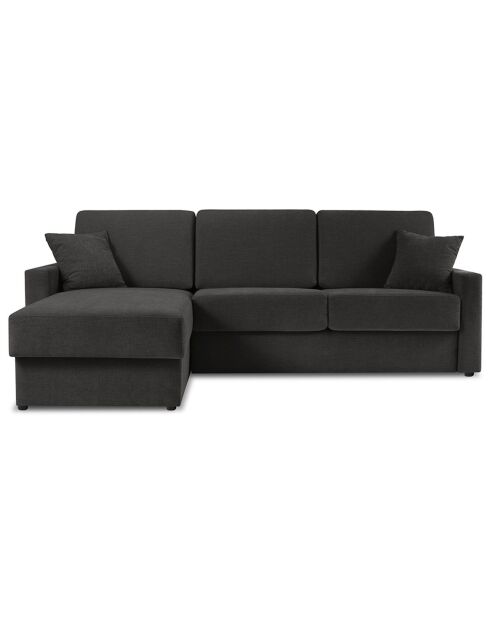 Canapé d'angle gauche convertible avec coffre de rangement Portia 4 places noir - 258x186x92 cm