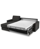 Canapé d'angle gauche convertible avec coffre de rangement Portia 4 places noir - 258x186x92 cm