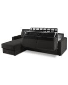 Canapé d'angle gauche convertible avec coffre de rangement Portia 4 places noir - 258x186x92 cm