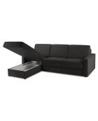 Canapé d'angle gauche convertible avec coffre de rangement Portia 4 places noir - 258x186x92 cm