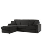 Canapé d'angle gauche convertible avec coffre de rangement Portia 4 places noir - 258x186x92 cm