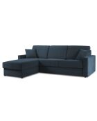 Canapé d'angle gauche convertible avec coffre de rangement Portia 4 places bleu foncé - 258x186x92 cm