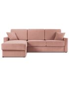 Canapé d'angle gauche convertible avec coffre de rangement portia 4 places rose - 258x186x92 cm